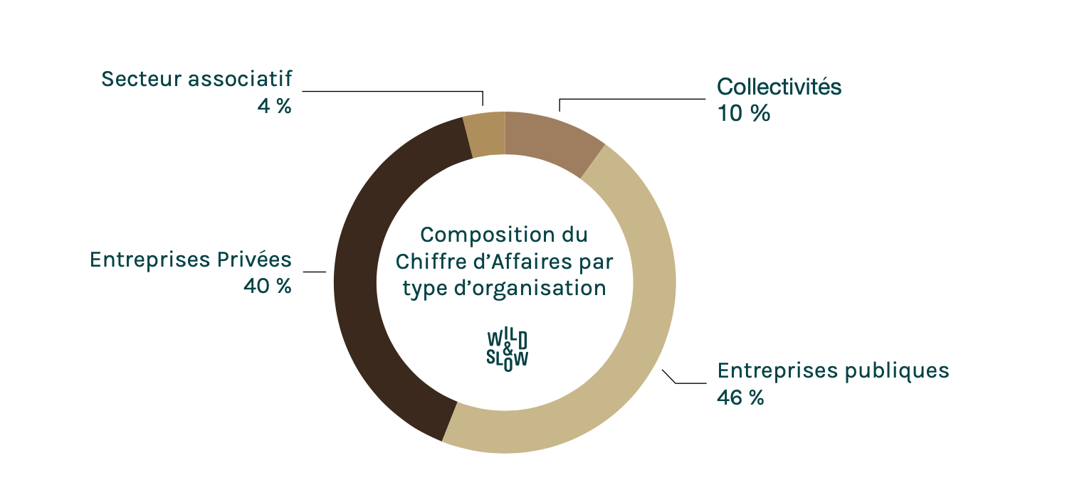 Répartition du chiffre d'affaires par type d'organisation (en 2022)